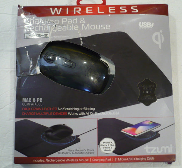 TZUMI WIRELESS CHARGING PAD AND RECHARGEABLE WIRELESS MOUSE